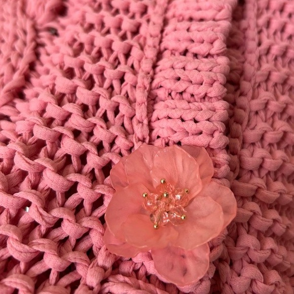 Blogger Fave!  Zara Pink Flower Snap Button Knit Vest Top Floral - Picture 5 of 12